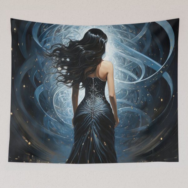 Item preview, Mujer con un vestido negro Arte de fantasía designed and sold by Lamarcy.