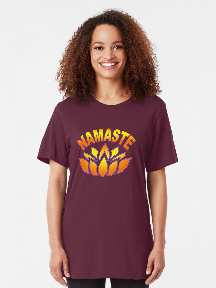 Alternate view of Namaste Lotus Flower Slim Fit T-Shirt