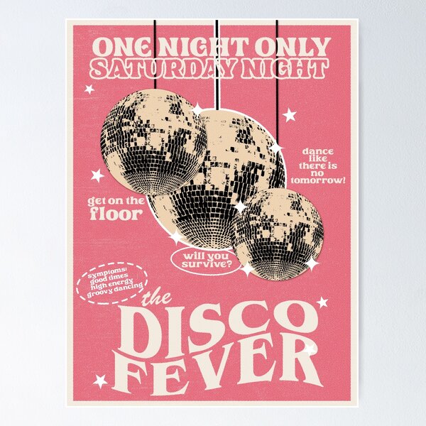 Item preview, Pink Retro Disco Night designed and sold by Oh Tiso Loves Posters!.