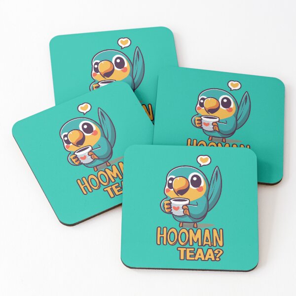 Item preview, Hooman Teaa?  Cute macaw inviting you to drink tea. designed and sold by CooffeeeOrTeaaa.