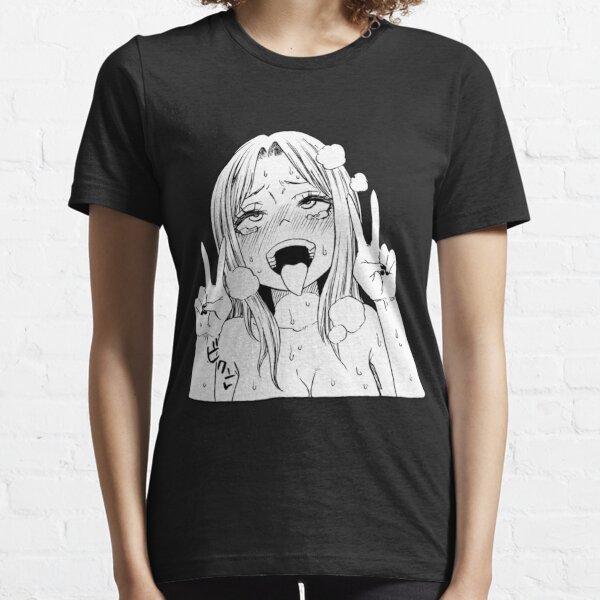  Ahegao Anime Girl With Tongue and Hands Out Weeb T-shirt :  Clothing, Shoes & Jewelry