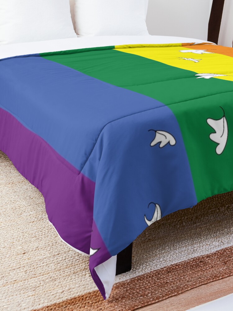Thumbnail 5 of 6, Comforter, Heartstopper leaves on Pride Flag designed and sold by itsgoodjunk.