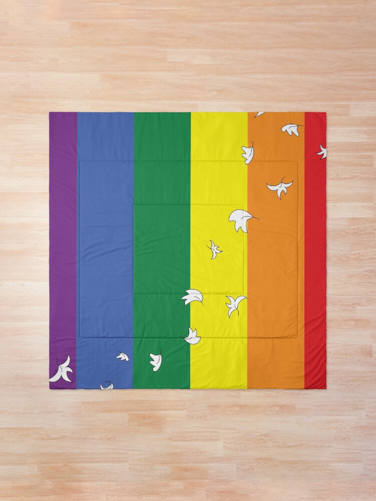 Thumbnail 1 of 6, Comforter, Heartstopper leaves on Pride Flag designed and sold by itsgoodjunk.