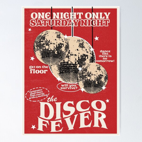 Item preview, Red Retro Disco Night designed and sold by Oh Tiso Loves Posters!.