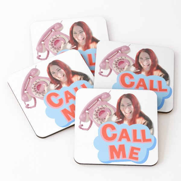 Item preview, Call me sticker of a woman smiling with a pink phone designed and sold by DLGstudio.