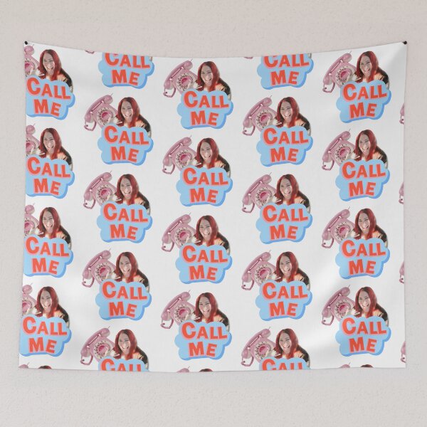 Item preview, Call me sticker of a woman smiling with a pink phone designed and sold by DLGstudio.