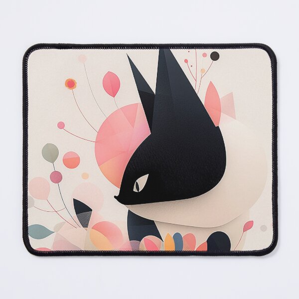Item preview, Chic Cat Meets Abstract Floral Art: Beige & Black Tones designed and sold by PaintbrushPlace.