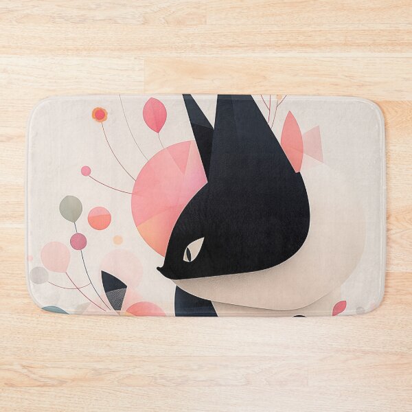 Item preview, Chic Cat Meets Abstract Floral Art: Beige & Black Tones designed and sold by PaintbrushPlace.