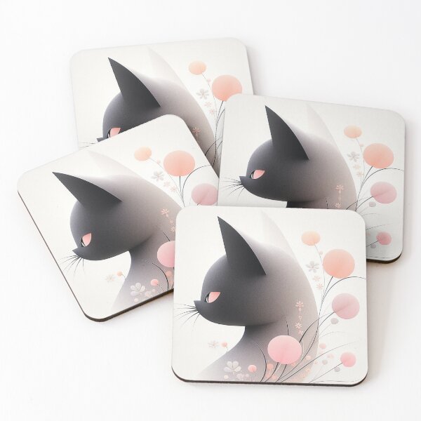 Item preview, Artistic Cat & Floral Fantasy: Chic in Beige & Black designed and sold by PaintbrushPlace.