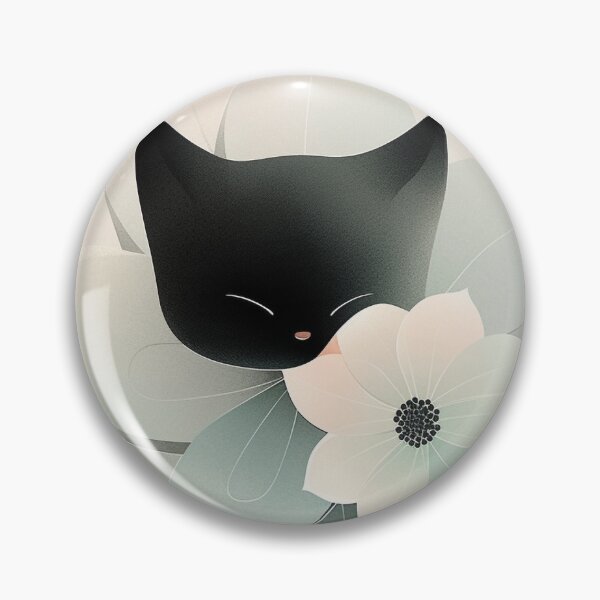 Artikelvorschau, Süße Katze und abstrakte Blumenfusion: Hellbeige und schwarze Magie entworfen und verkauft von PaintbrushPlace.