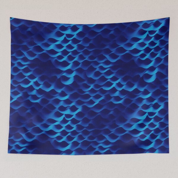 Item preview, Neon blue scales, layered wave pattern designed and sold by CoolPixels.