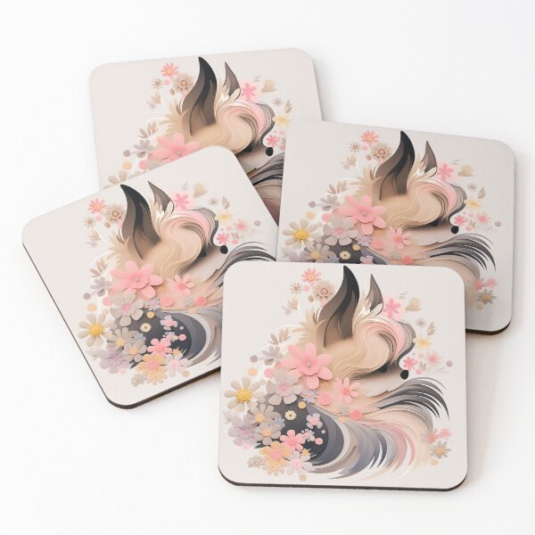 Item preview, Yorkshire Terrier & Abstract Floral Charm: Light Beige & Black Elegance designed and sold by PaintbrushPlace.