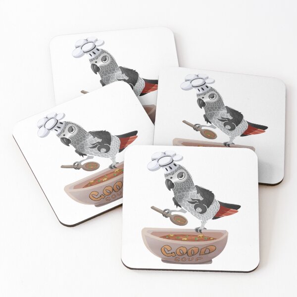 Item preview, Vintage African Gray Parrot Chef and Good Soup designed and sold by cLarasWilLe.