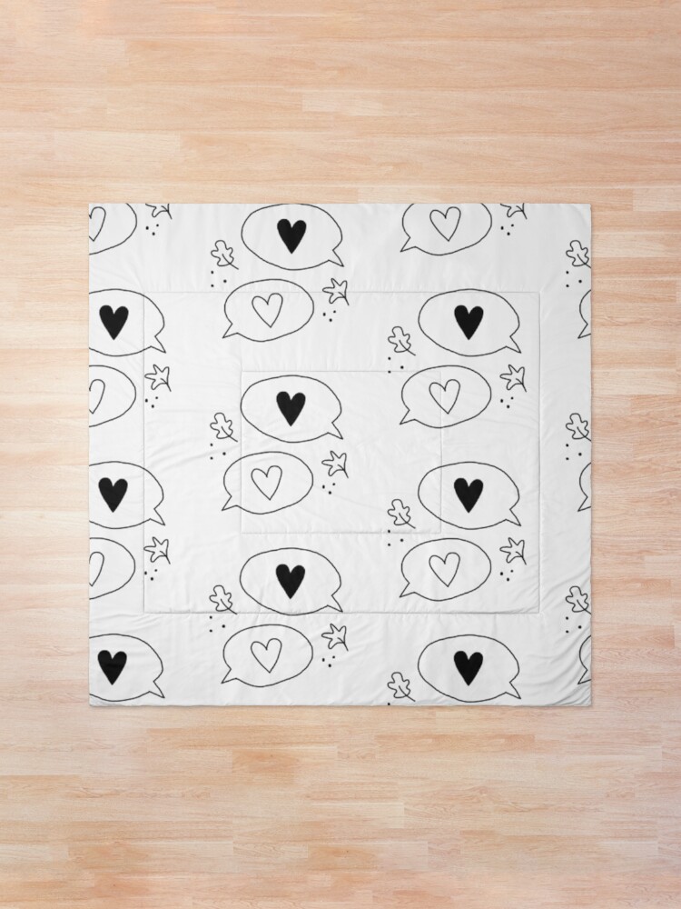 Thumbnail 1 of 6, Comforter, Heart Text Messages Outline Version designed and sold by daisydance.