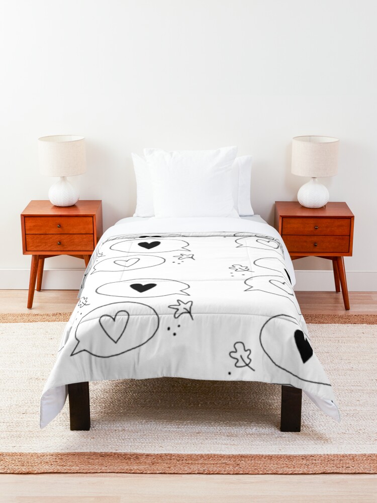 Comforter, Heart Text Messages Outline Version designed and sold by daisydance