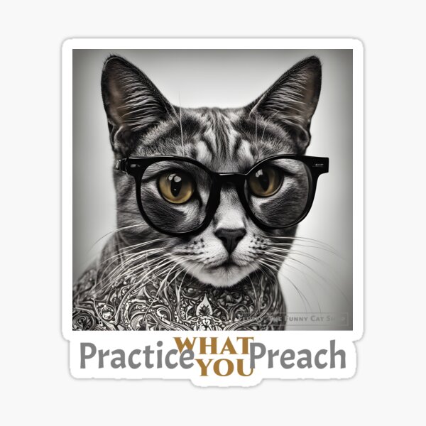 Üben Sie, was Sie predigen – Nerdy Kitty – ein lustiges Katzen-T-Shirt Sticker