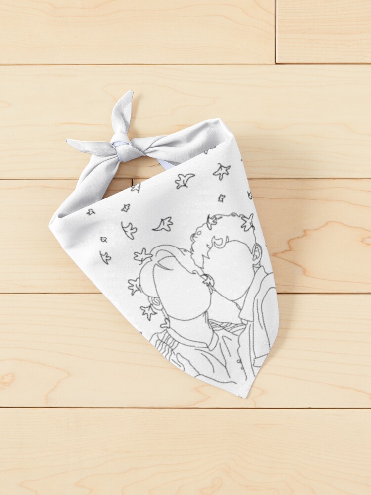 Thumbnail 2 of 6, Pet Bandana, Nick and Charlie - Autumn Leaves (Wallpaper) - Outline Version designed and sold by daisydance.
