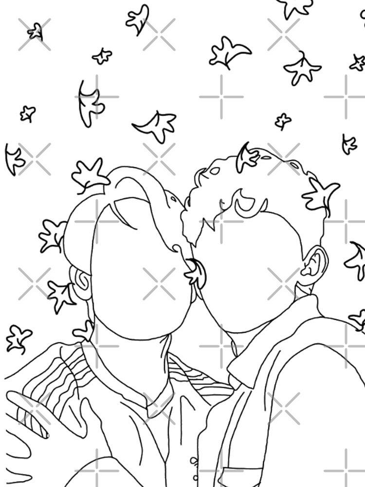 Thumbnail 4 of 4, Mini Skirt, Nick and Charlie - Autumn Leaves (Wallpaper) - Outline Version designed and sold by daisydance.