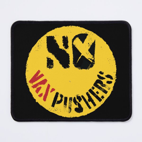 Item preview, Smiling Face 'NO VAX PUSHERS' Design - Un Happy Covid Vaccine Free Emoticon Art designed and sold by pelagio.