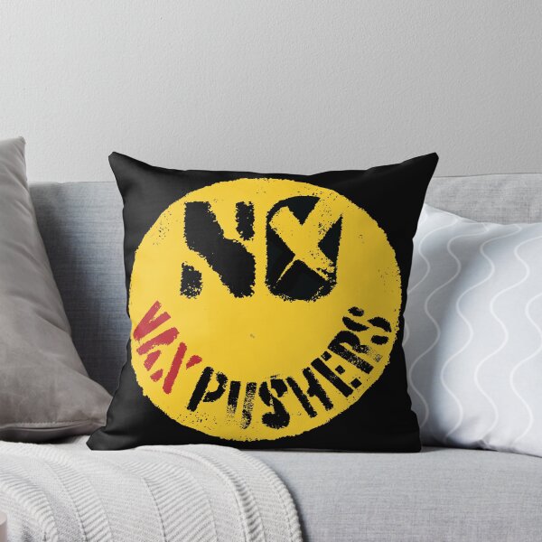 Item preview, Smiling Face 'NO VAX PUSHERS' Design - Un Happy Covid Vaccine Free Emoticon Art designed and sold by pelagio.