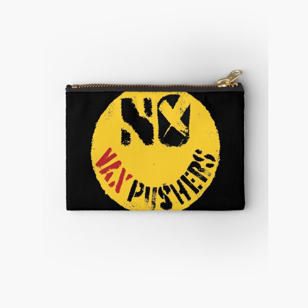 Item preview, Smiling Face 'NO VAX PUSHERS' Design - Un Happy Covid Vaccine Free Emoticon Art designed and sold by pelagio.