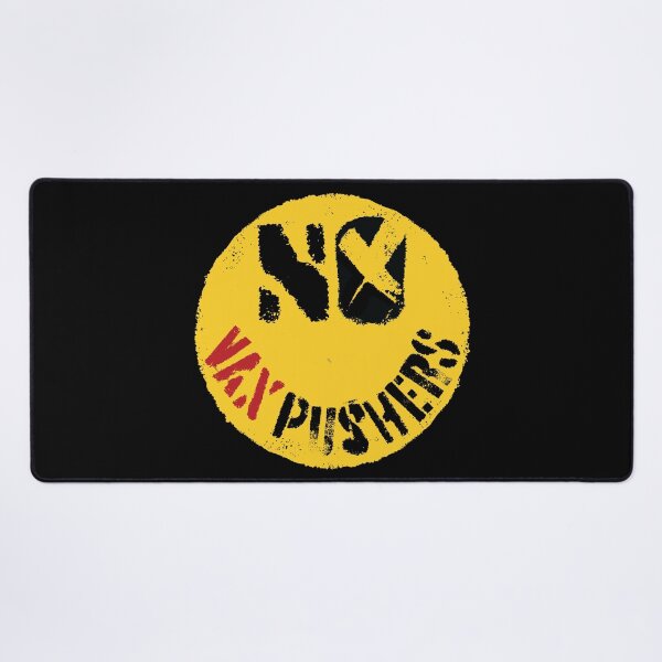 Item preview, Smiling Face 'NO VAX PUSHERS' Design - Un Happy Covid Vaccine Free Emoticon Art designed and sold by pelagio.