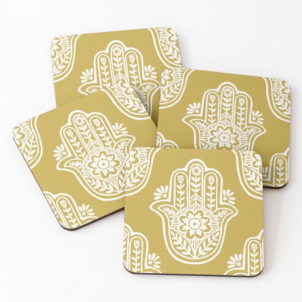 Artikelvorschau, Hamsa Flora Linocut Pattern - Saffron + Snow entworfen und verkauft von Irene Estelle.