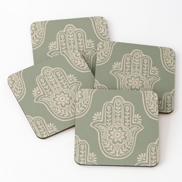 Artikelvorschau, Hamsa Flora Linocut Pattern - Sage + Dove entworfen und verkauft von Irene Estelle.