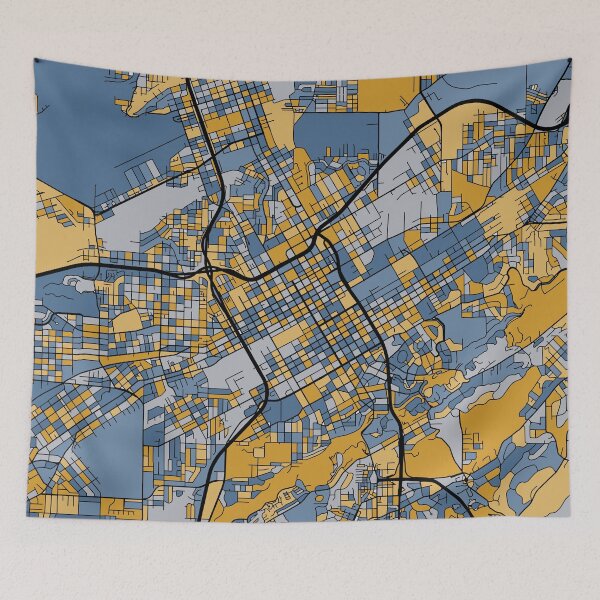 Item preview, Birmingham Map Pattern in Blue & Gold designed and sold by PatternMaps.