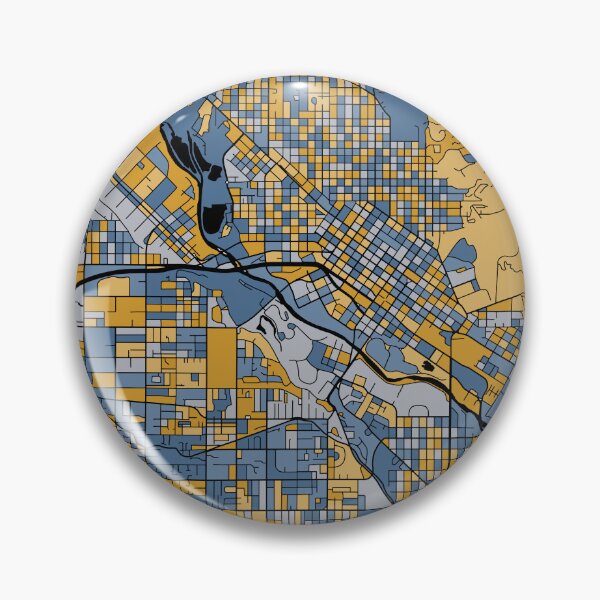 Artikelvorschau, Boise-Kartenmuster in Blau und Gold entworfen und verkauft von PatternMaps.