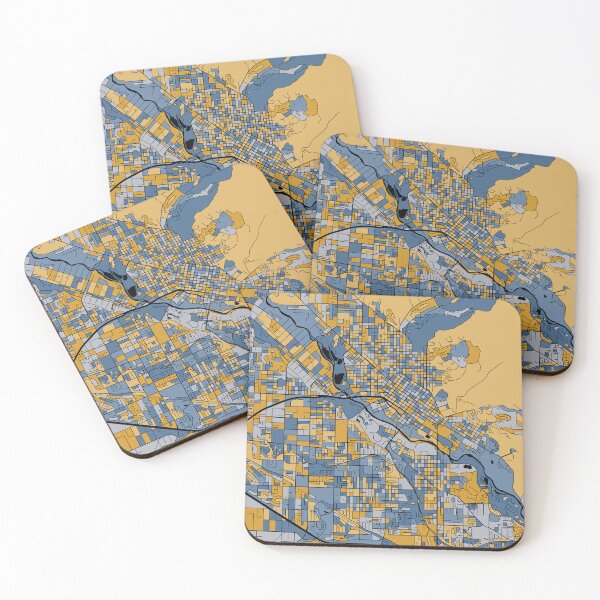 Item preview, Boise Map Pattern in Blue & Gold designed and sold by PatternMaps.