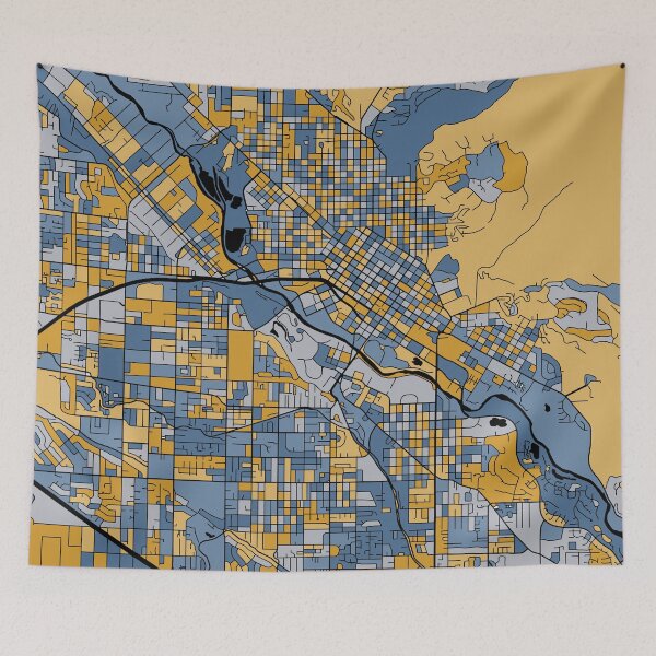 Item preview, Boise Map Pattern in Blue & Gold designed and sold by PatternMaps.