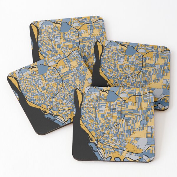 Item preview, Buffalo Map Pattern in Blue & Gold designed and sold by PatternMaps.