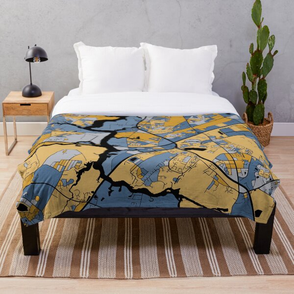 Item preview, Patrón de mapa de Chesapeake en azul y dorado designed and sold by PatternMaps.