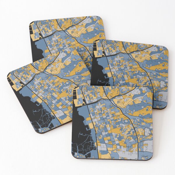 Item preview, Chula Vista Map Pattern in Blue & Gold designed and sold by PatternMaps.