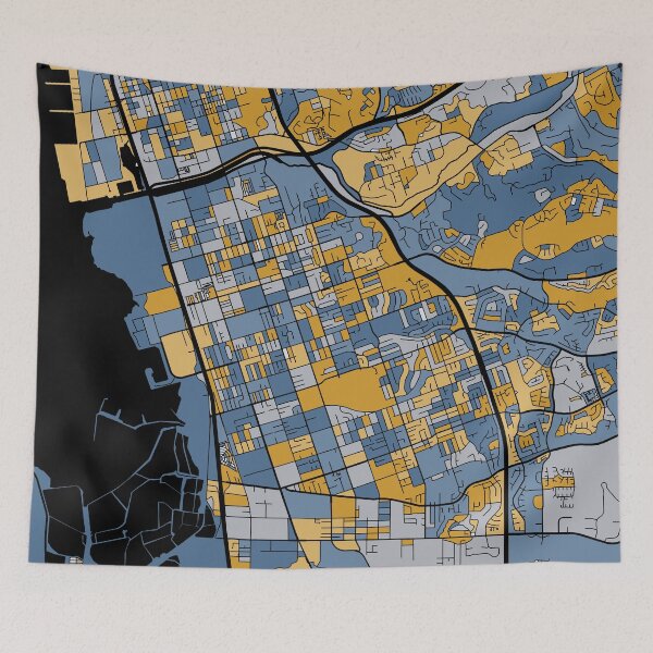 Item preview, Chula Vista Map Pattern in Blue & Gold designed and sold by PatternMaps.