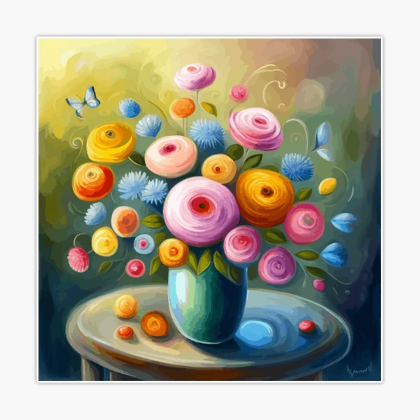 Cute Whimsical Abstract Flowers Still Life Floral Painting  Art Board  Print for Sale by Vicky Brago-Mitchell®