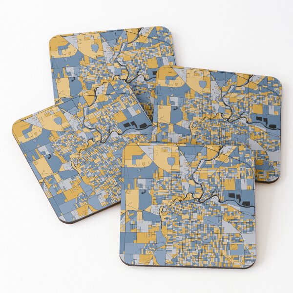 Artikelvorschau, Fort Wayne-Kartenmuster in Blau und Gold entworfen und verkauft von PatternMaps.