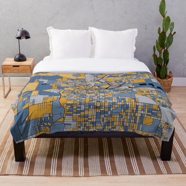 Item preview, Fort Wayne Map Pattern in Blue & Gold designed and sold by PatternMaps.