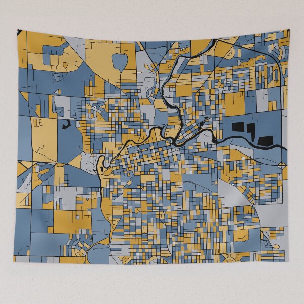 Item preview, Fort Wayne Map Pattern in Blue & Gold designed and sold by PatternMaps.