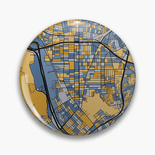 Item preview, Glendale Map Pattern in Blue & Gold designed and sold by PatternMaps.