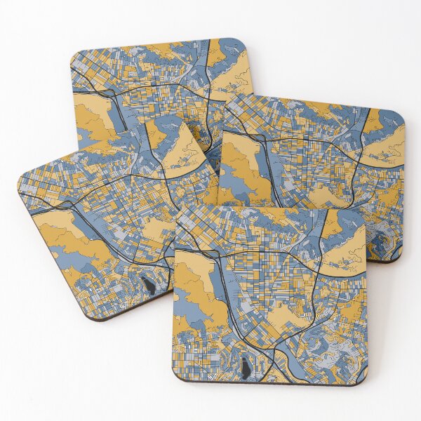 Item preview, Glendale Map Pattern in Blue & Gold designed and sold by PatternMaps.