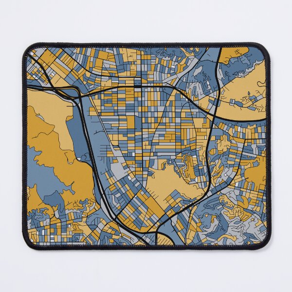 Item preview, Glendale Map Pattern in Blue & Gold designed and sold by PatternMaps.