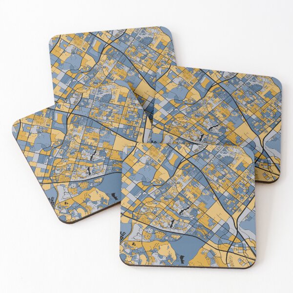 Item preview, Irvine Map Pattern in Blue & Gold designed and sold by PatternMaps.