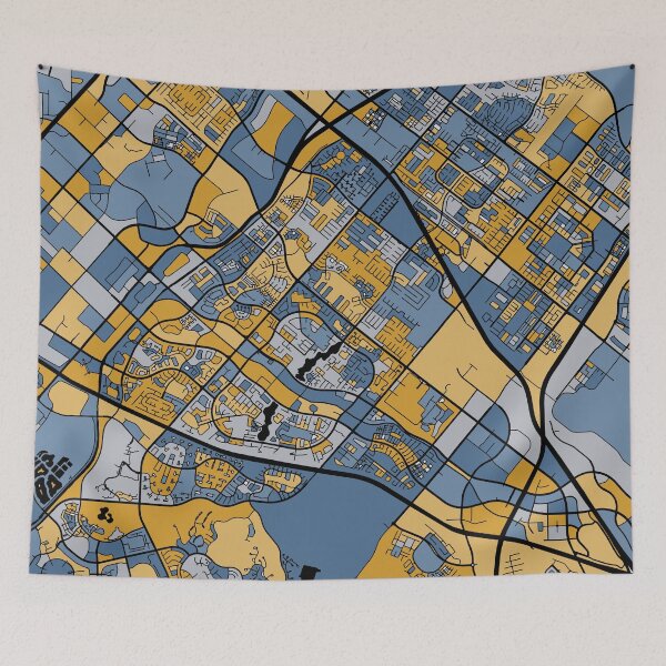 Item preview, Irvine Map Pattern in Blue & Gold designed and sold by PatternMaps.