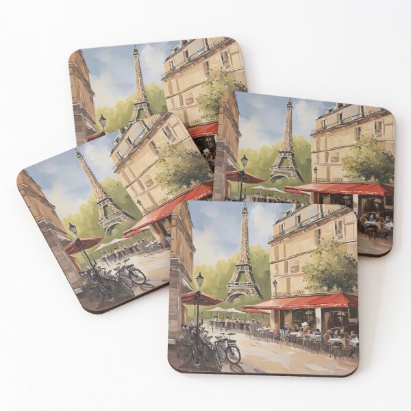 Item preview, Paris painting of street café and Eiffel Tower in background designed and sold by JackFreestone.