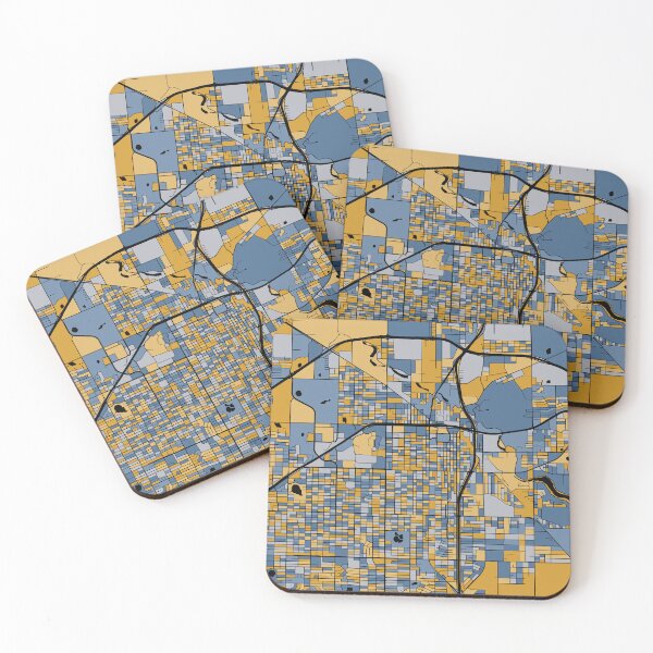 Item preview, Lubbock Map Pattern in Blue & Gold designed and sold by PatternMaps.