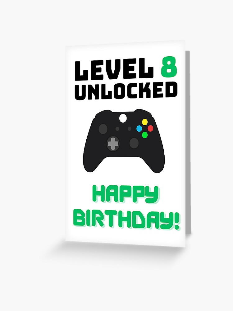 Level 8 Complete, 8th birthday, eight year old video game gamer