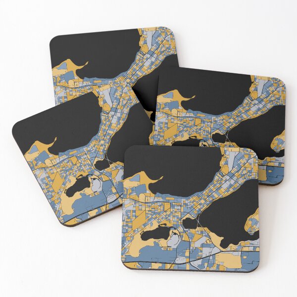 Item preview, Madison Map Pattern in Blue & Gold designed and sold by PatternMaps.