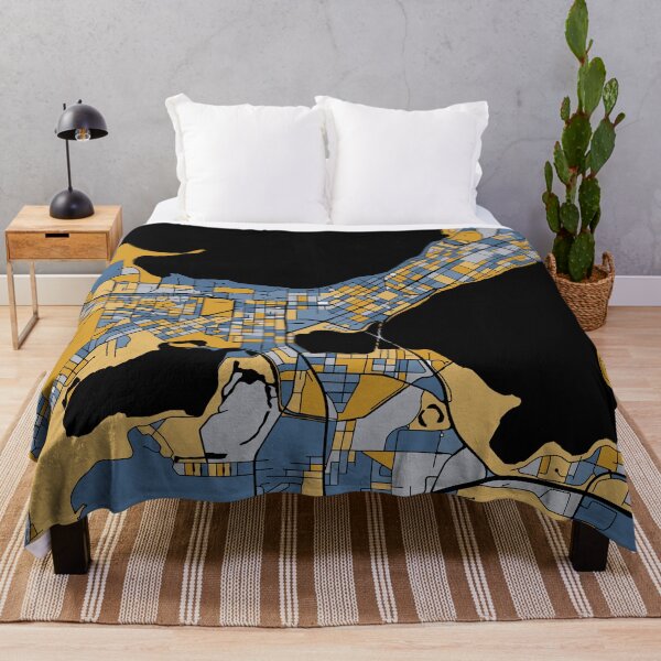 Item preview, Madison Map Pattern in Blue & Gold designed and sold by PatternMaps.